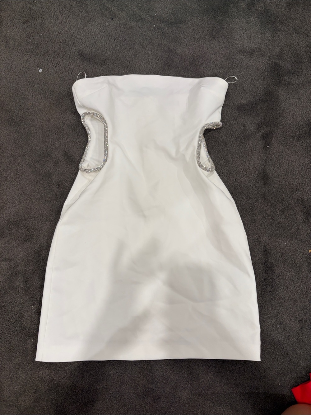 Zara White Strapless Cutout Mini Dress with Rhinestone Trim
